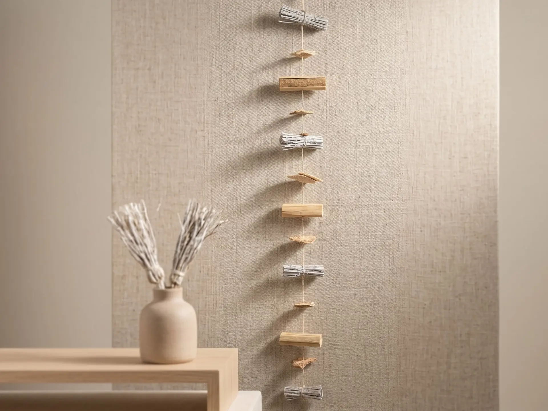 Doğal Bambu ve Ahşap Dekoratif Sarkıt Garland - 150 cm