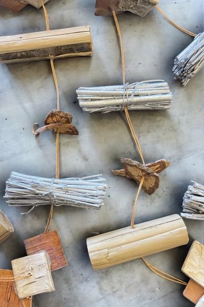 Doğal Bambu ve Ahşap Dekoratif Sarkıt Garland - 150 cm