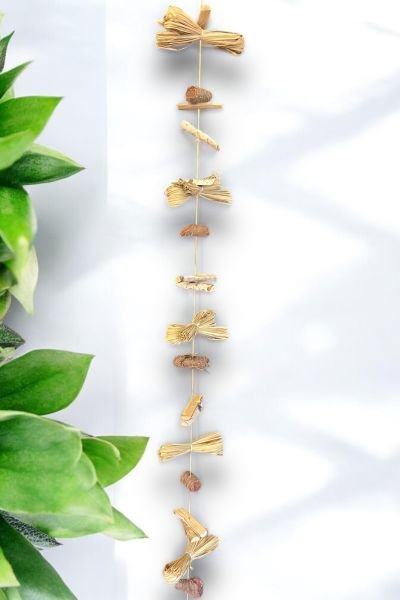 Dekoratif Garland Handmade Natural Duvar Dekoru Kapı Süsü 150cm Hasır