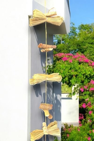 Dekoratif Garland Handmade Natural Duvar Dekoru Kapı Süsü 150cm Hasır