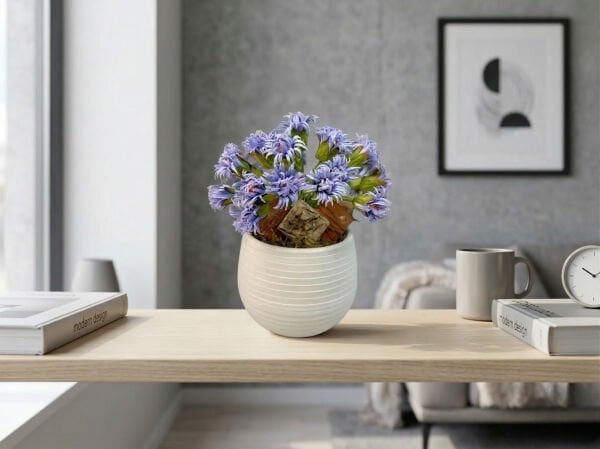 Saksılı Yapay Kır Çiçeği Mor 15 cm