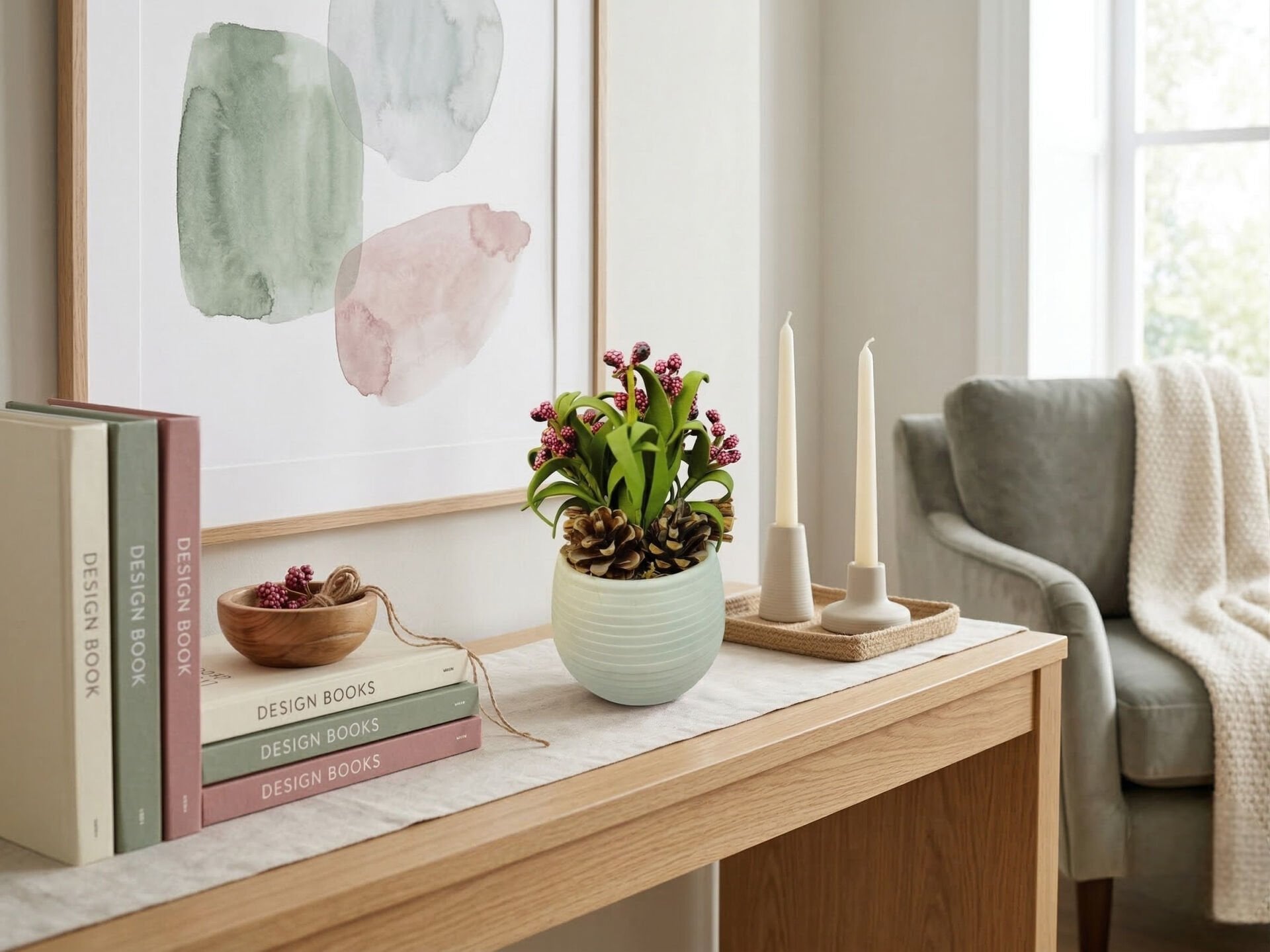 Blossom Burgundy Yapay Çiçek Aranjmanı - Dekoratif Aranjman