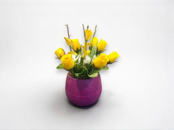 Sarı Yapay Çiçek Aranjmanı - Dekoratif Hediyelik Aranjman