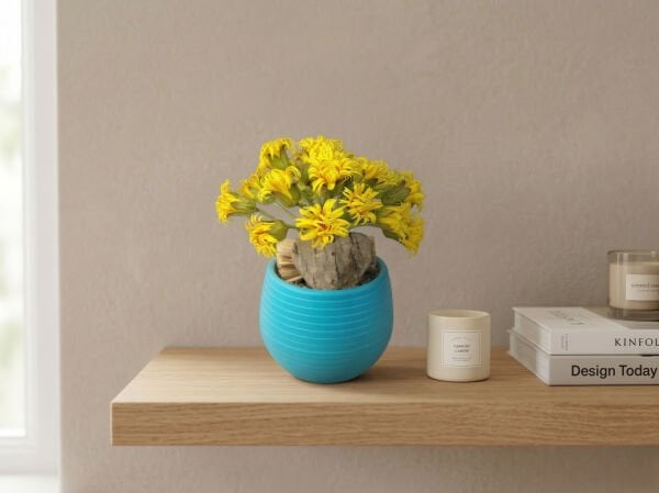Saksılı Yapay Kır Çiçeği Sarı 15 cm