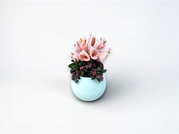 Saksılı Yapay Gala Çiçeği Pembe 15 cm