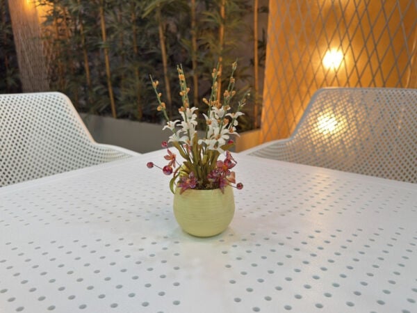 Saksılı Yapay Bahar Dalı Aranjmanı Beyaz 18 cm