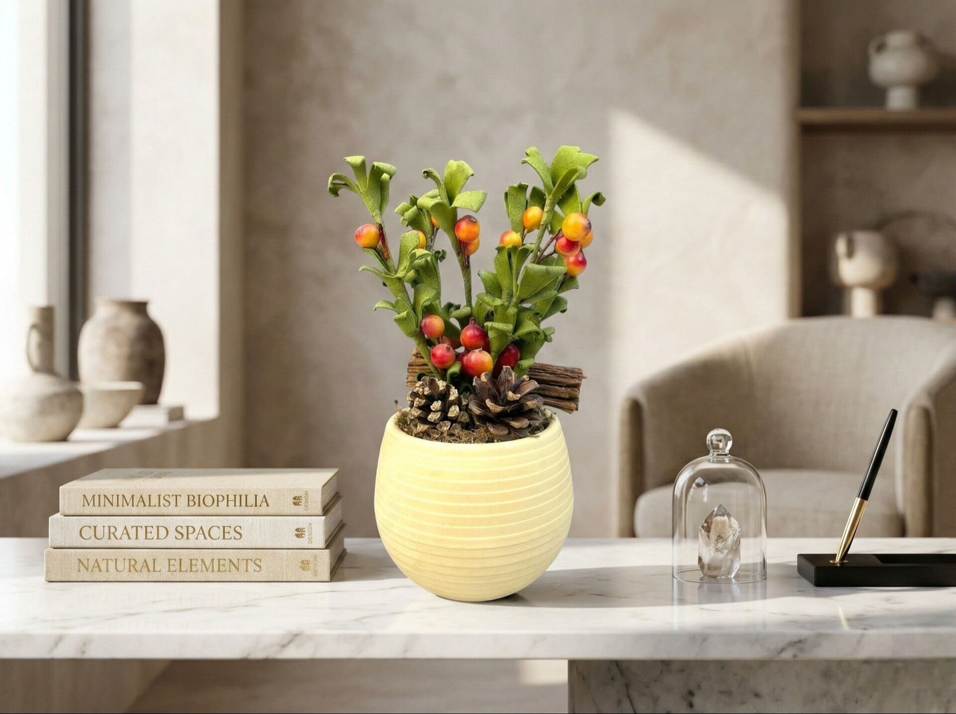 Saksılı Yapay Kokina Kırmızı 18 cm