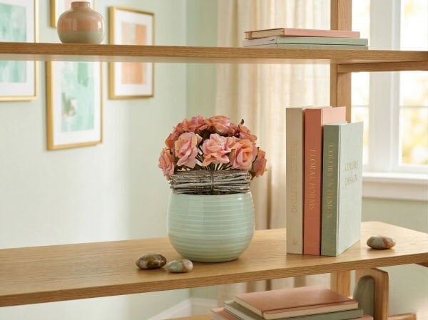 Saksılı Yapay Gül Pembe 15 cm