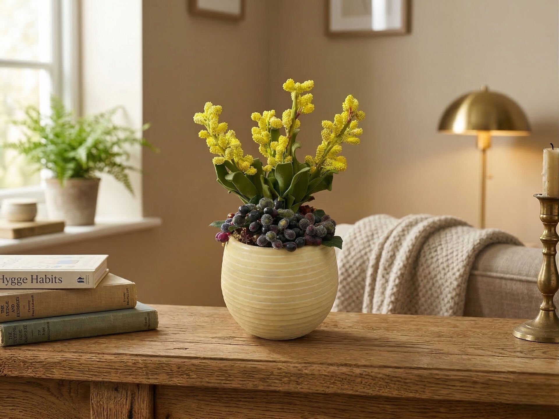 Blossom Sarı Yapay Çiçek Aranjmanı - Dekoratif Aranjman