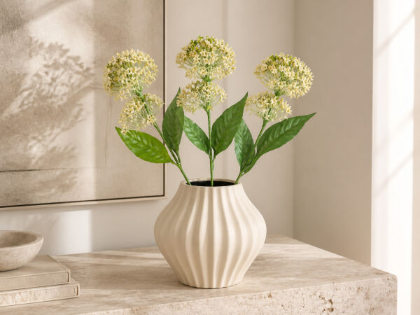 Yapay İpek Otu Dalı 62 cm Krem