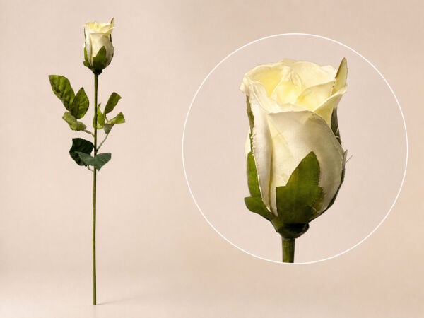 Yapay Gül Tek Dal 55 cm Beyaz