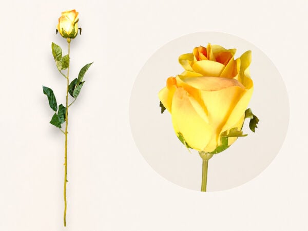 Yapay Gonca Gül Tek Dal 70 cm Sarı