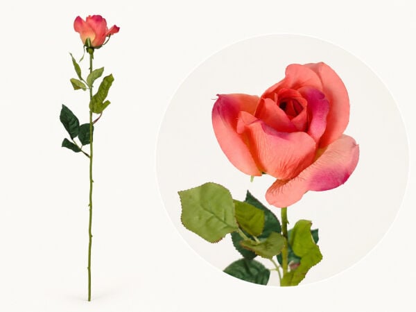 Yapay Gül Tek Dal 60 cm Mercan Pembe