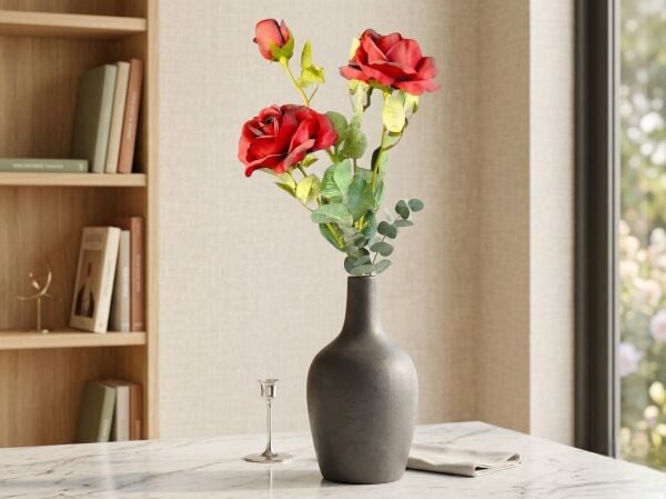 Yapay Gül Dalı 3 Başlı 70 cm Kırmızı