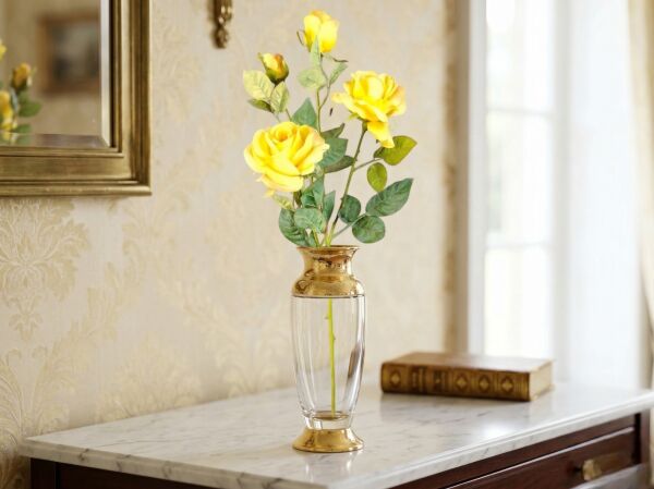 Sundowner Serisi Sarı Yapay Gül Dalı