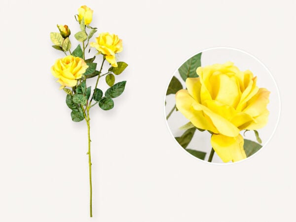 Yapay Gül Dalı 3 Başlı 70 cm Sarı