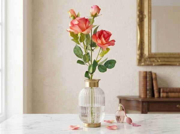 Sundowner Serisi Koyu Pembe Yapay Gül Dalı