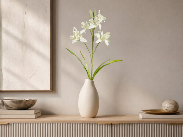 Yapay Lilyum Zambak Dalı 110 cm Beyaz