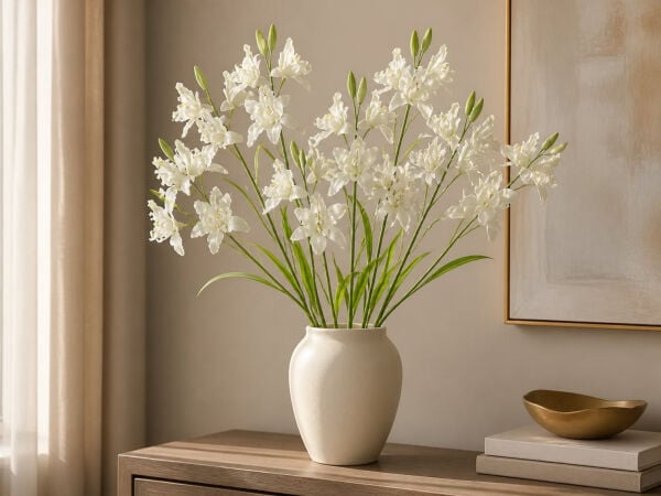 Yapay Lilyum Zambak Dalı 110 cm Beyaz