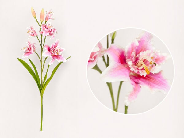 Yapay Lilyum Zambak Dalı 110 cm Pembe