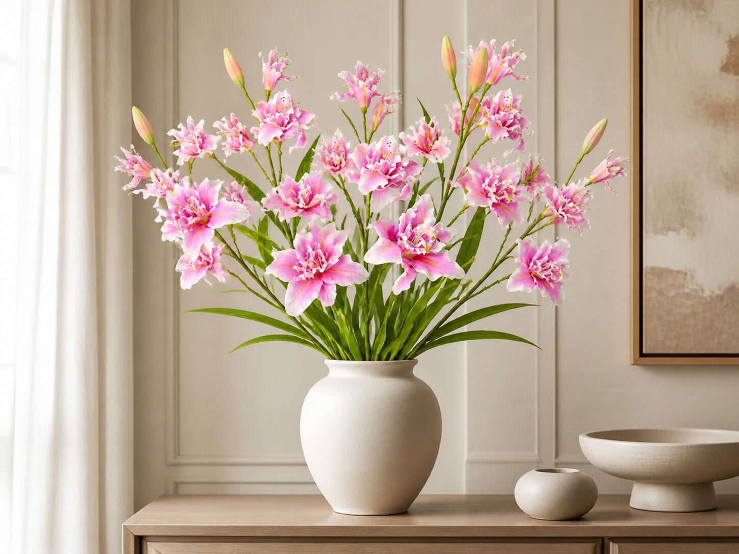 Yapay Lilyum Zambak Dalı 110 cm Pembe