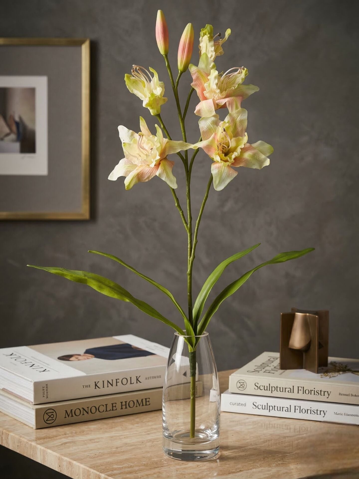 Somon Rengi Lilyum Yapay Çiçek (110 cm)