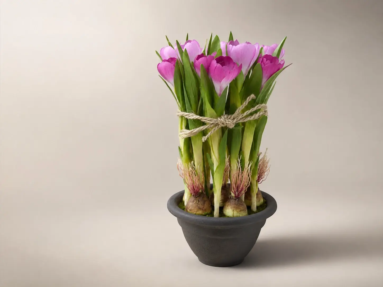 Saksılı Yapay Çiğdem Crocus Fuşya 30 cm