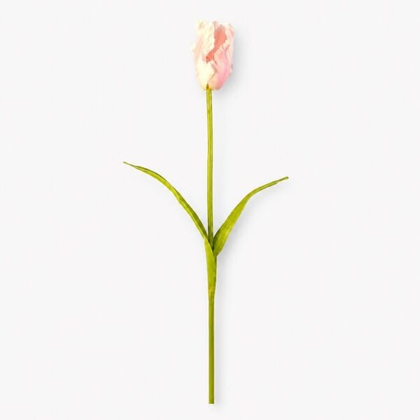 Pembe-Krem Islak Dokulu Yapay Lale Dalı 65 cm