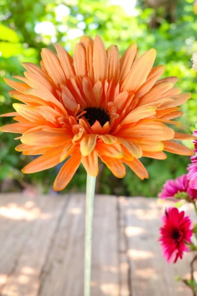 Yapay Çiçek Papatya Gerbera Turuncu 55cm