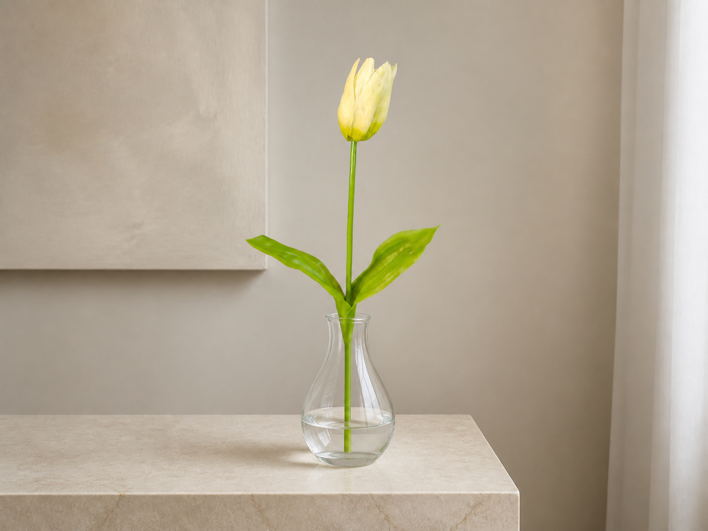 Yapay Lale Islak Dokulu 65 cm Krem