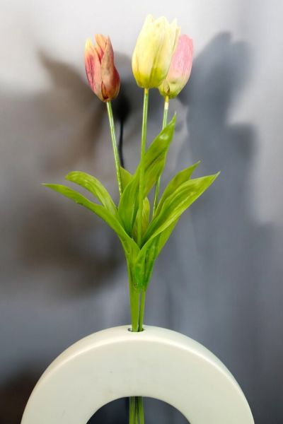 Yapay Çiçek Lale 65cm Krem