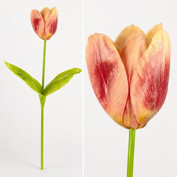 Yapay Lale Islak Dokulu 65 cm Koyu Pembe