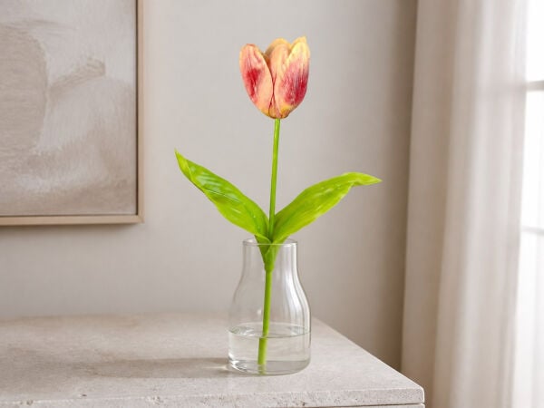 Yapay Lale Islak Dokulu 65 cm Koyu Pembe