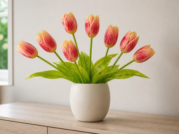 Yapay Lale Islak Dokulu 65 cm Koyu Pembe