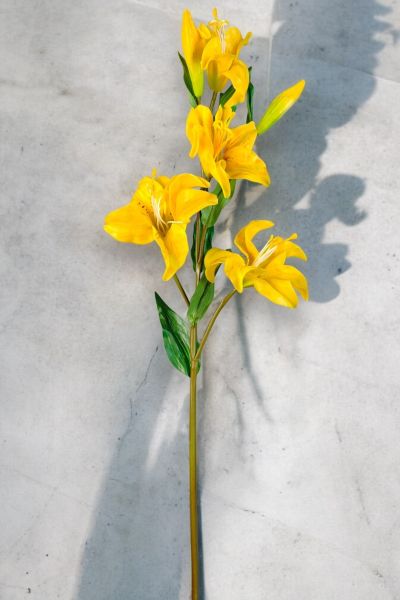 Yapay Çiçek Zambak Lilyum Sarı 90cm