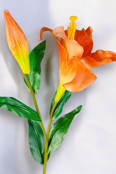 Yapay Çiçek Zambak Lilyum Turuncu 85cm