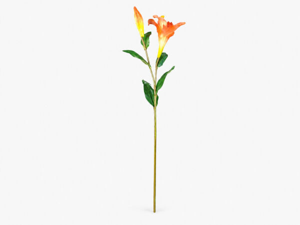 Turuncu Yapay Lilyum Zambak Dalı 85 cm