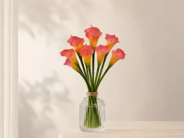 Yapay Gala Çiçeği Islak Dokulu 35 cm Turuncu