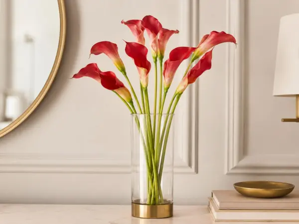 Yapay Gala Çiçeği Islak Dokulu 55 cm Kırmızı
