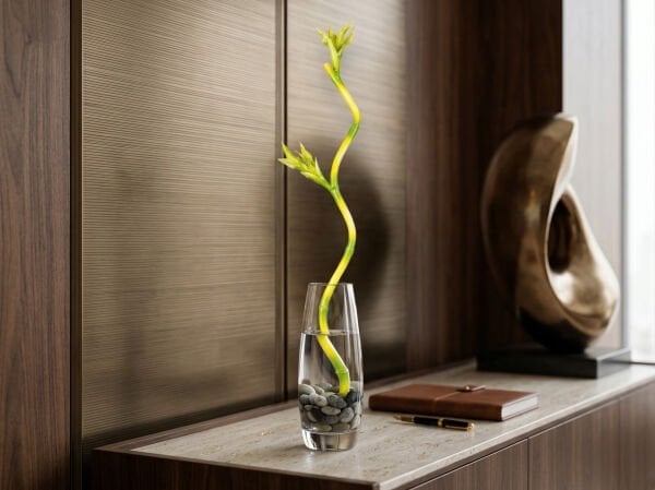 Yapay Şans Bambusu (100 cm) - Kıvrımlı Dekoratif Yapay Bambu Dalı