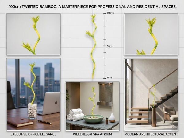 Yapay Şans Bambusu (100 cm) - Kıvrımlı Dekoratif Yapay Bambu Dalı