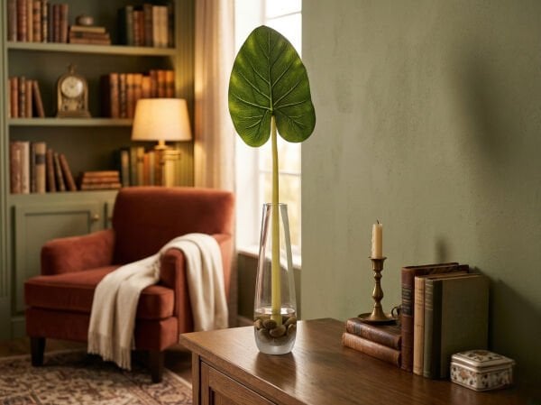 Yapay Tropikal Yaprak 80 cm - Vazo İçi Büyük Dekoratif Yaprak Dalı