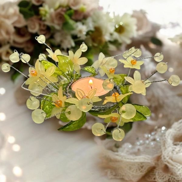 Mumluk Çelenk Handmade Deluxe Masa Süsü Dekor 13cm