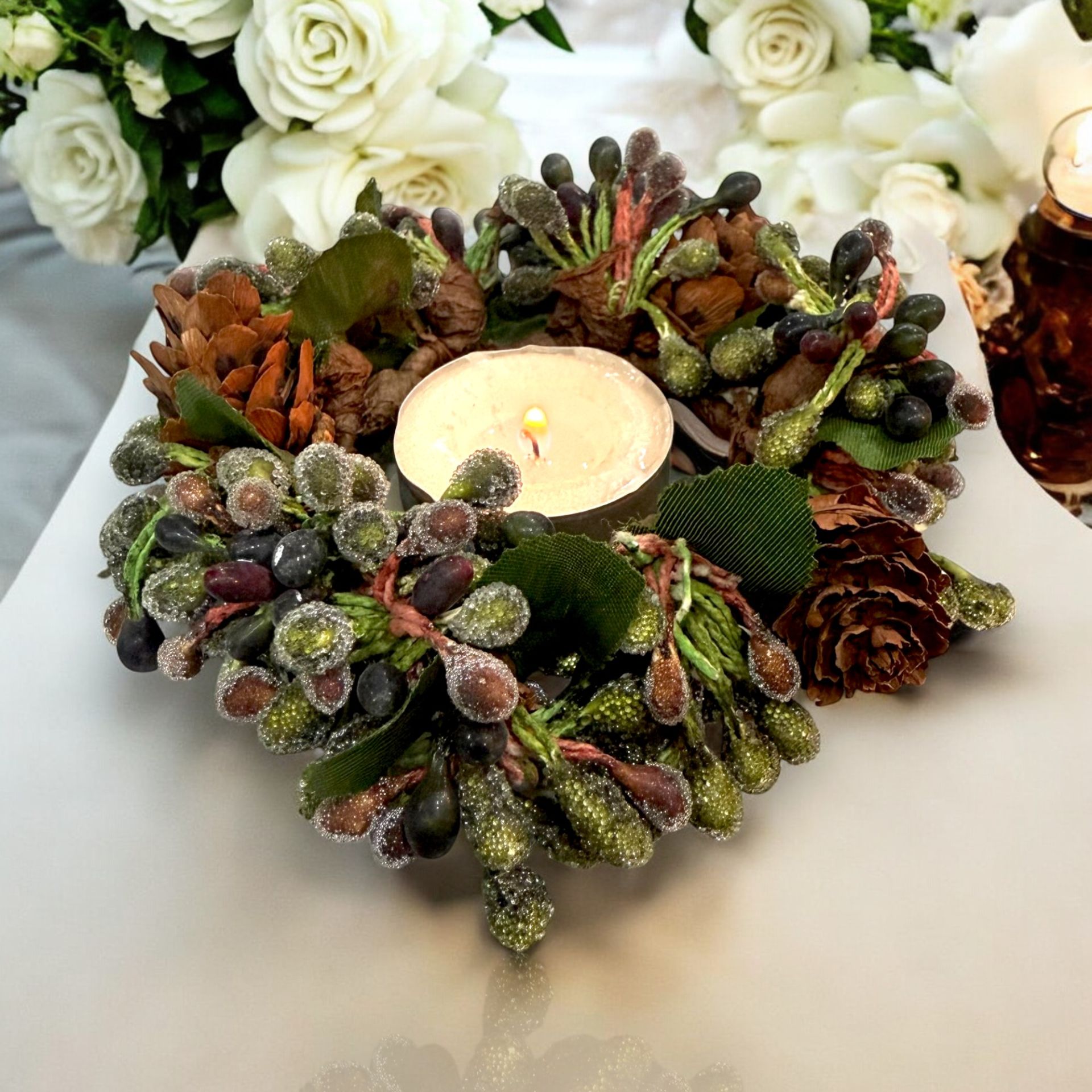 Mumluk Deluxe Masa Süsü Dekor Koyu Yeşil 13cm