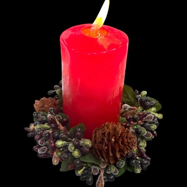 El Yapımı Deluxe Koyu Yeşil Masa Dekoru - 13 cm Mumluk & Peçetelik