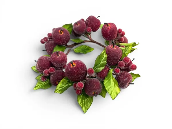 Bordo Elma Detaylı Dekoratif Mum Halkası 16 cm