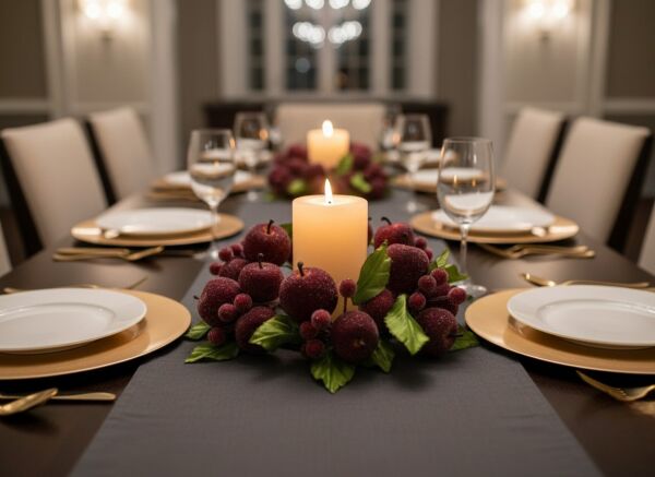 El Yapımı Deluxe Koyu Kırmızı Masa Dekoru - Mumluk & Peçetelik (Deep Red)