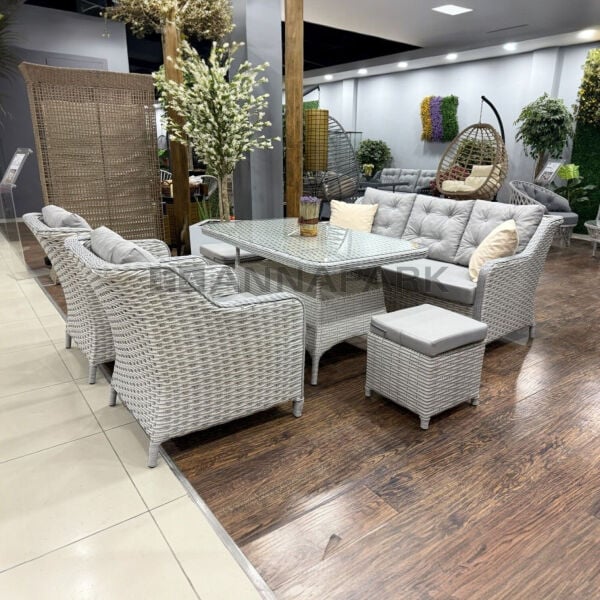 Toscana Açık Gri Rattan Bahçe ve Balkon Oturma Grubu