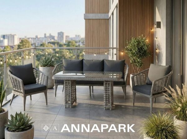 Rattan Masalı Bahçe Oturma Grubu Levante Antrasit