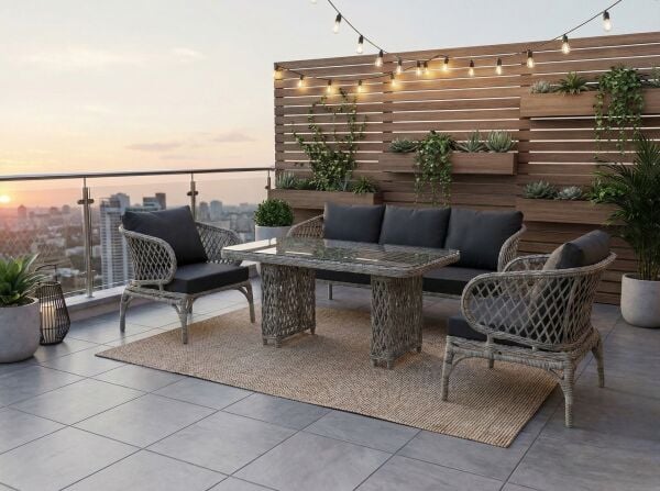 Rattan Masalı Bahçe Oturma Grubu Dublin Gri